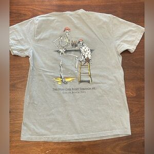 Comfort Colors Gray T-Shirt with Skeleton & Dalmatian Graphic